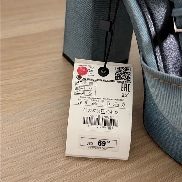 Denim Platform Block Heel Sandals in Light Blue